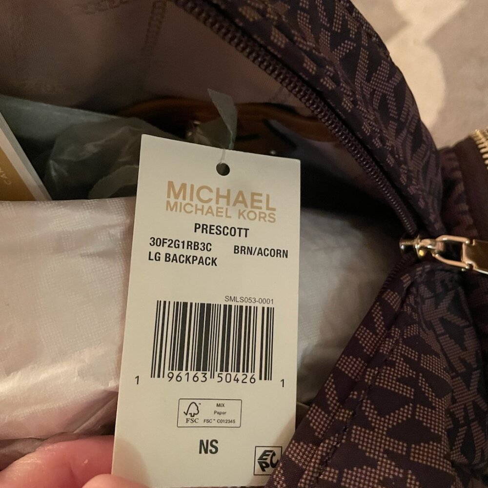 NWT Michael Kors "Prescott" large woven logo backpack - Picture 6 of 6